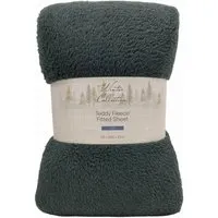 Soft Teddy King Size Fitted Sheet - Charcoal, Fleece