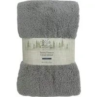 Teddy Fleece King Size Fitted Sheet - Silver