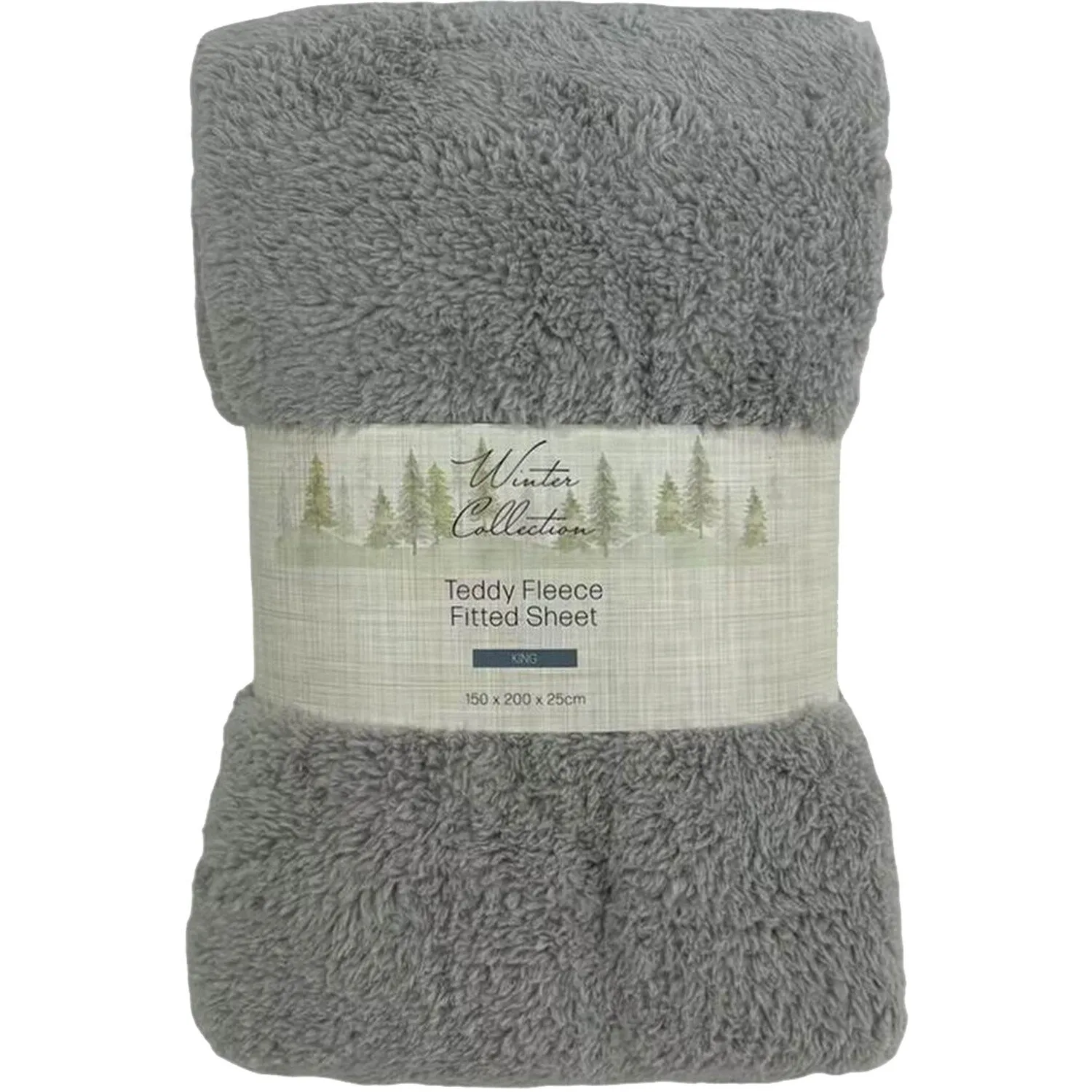 Teddy Fleece King Size Fitted Sheet - Silver image