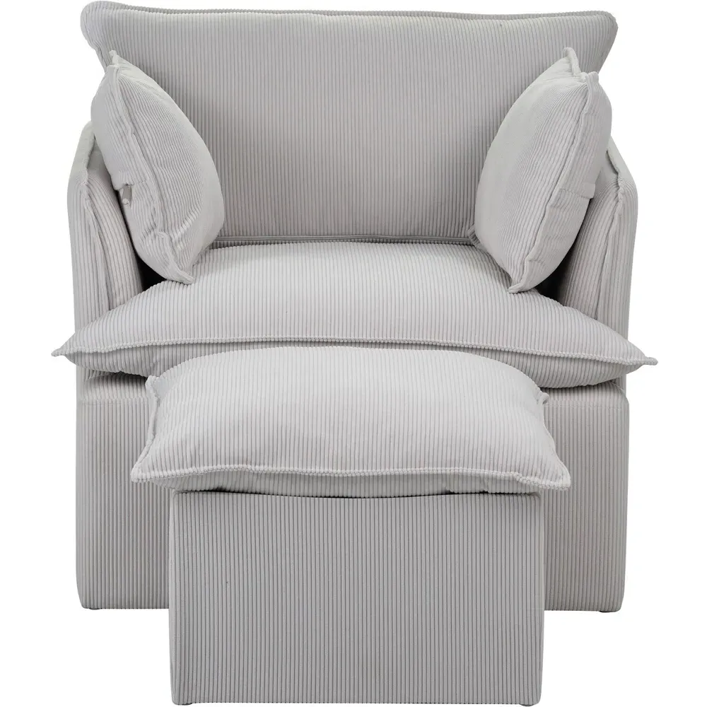 Snuggle Armchair with Stool - Grey
