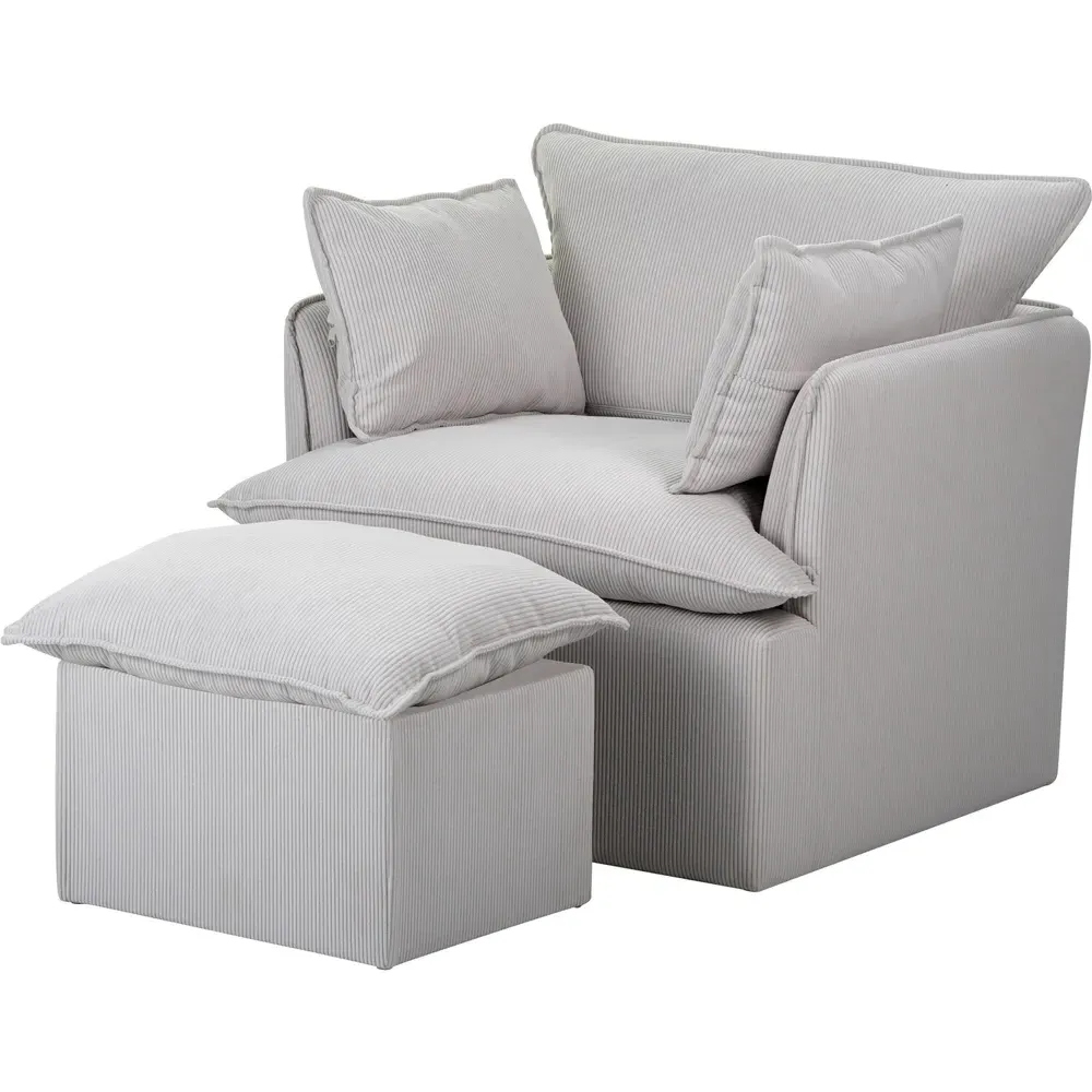 Snuggle Armchair with Stool - Grey