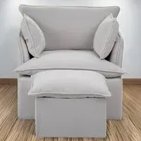Snuggle Armchair with Stool - Grey