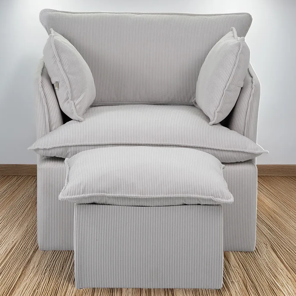 Snuggle Armchair with Stool - Grey image