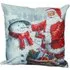 Christmas Santa and Snowman Design Cushion - Multi, Linen