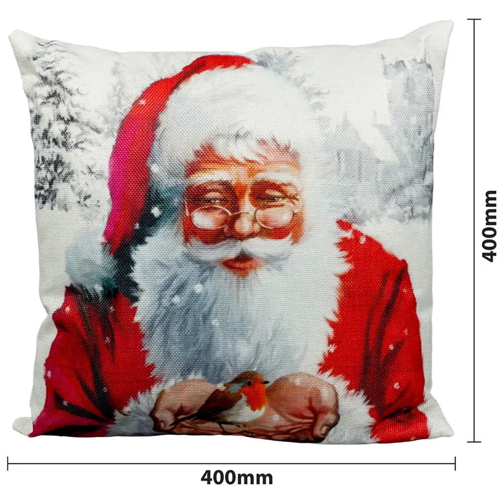 Christmas Santa Design Cushion - Multi, Linen