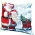 Christmas Santa with Sleigh Design Cushion - Multi, Linen