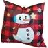 Christmas-Themed Red Check Snowman Cushion - Multi