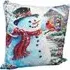 Christmas-Themed Snowman Outside House Cushion - Multi
