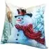Snowman with Brush Christmas Cushion - Multi, Linen