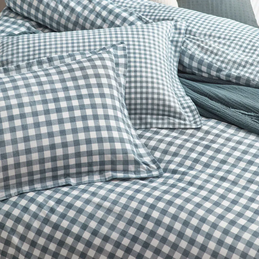 Barton King Size Duvet Cover Set - Blue, Cotton