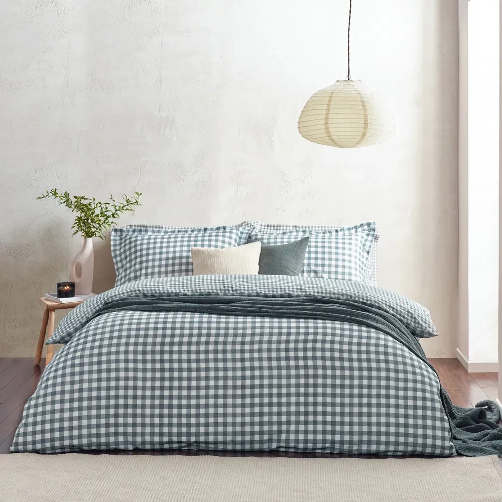 Barton King Size Duvet Cover Set - Blue, Cotton