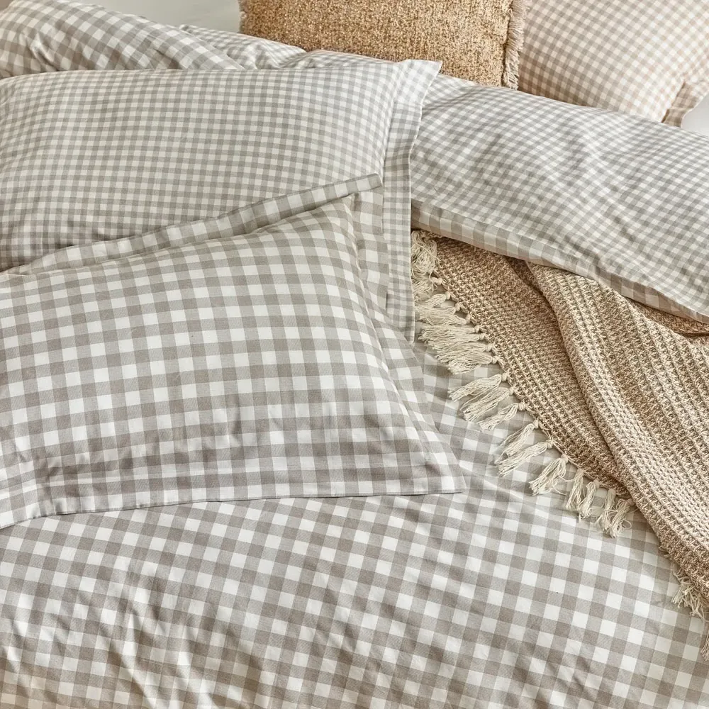 Barton King Size Duvet Cover Set - Brown, Cotton