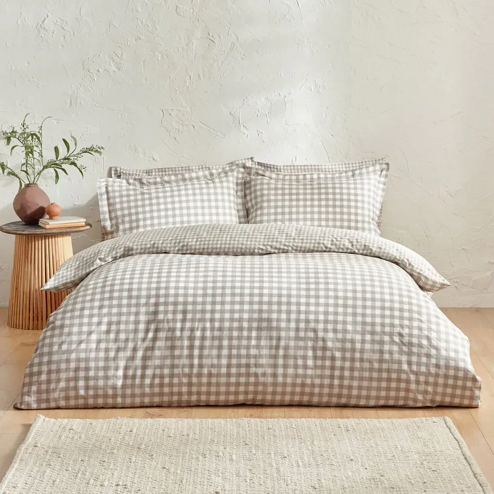 Barton Super King Size Duvet Cover Set - Brown, Cotton