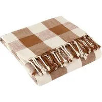 Chesil Check Tasselled Cotton Throw - Orange