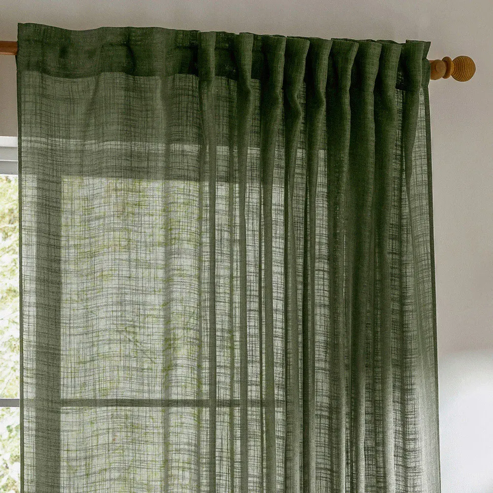 Cirrus Sheer Tab Top Curtain Panel - Forest