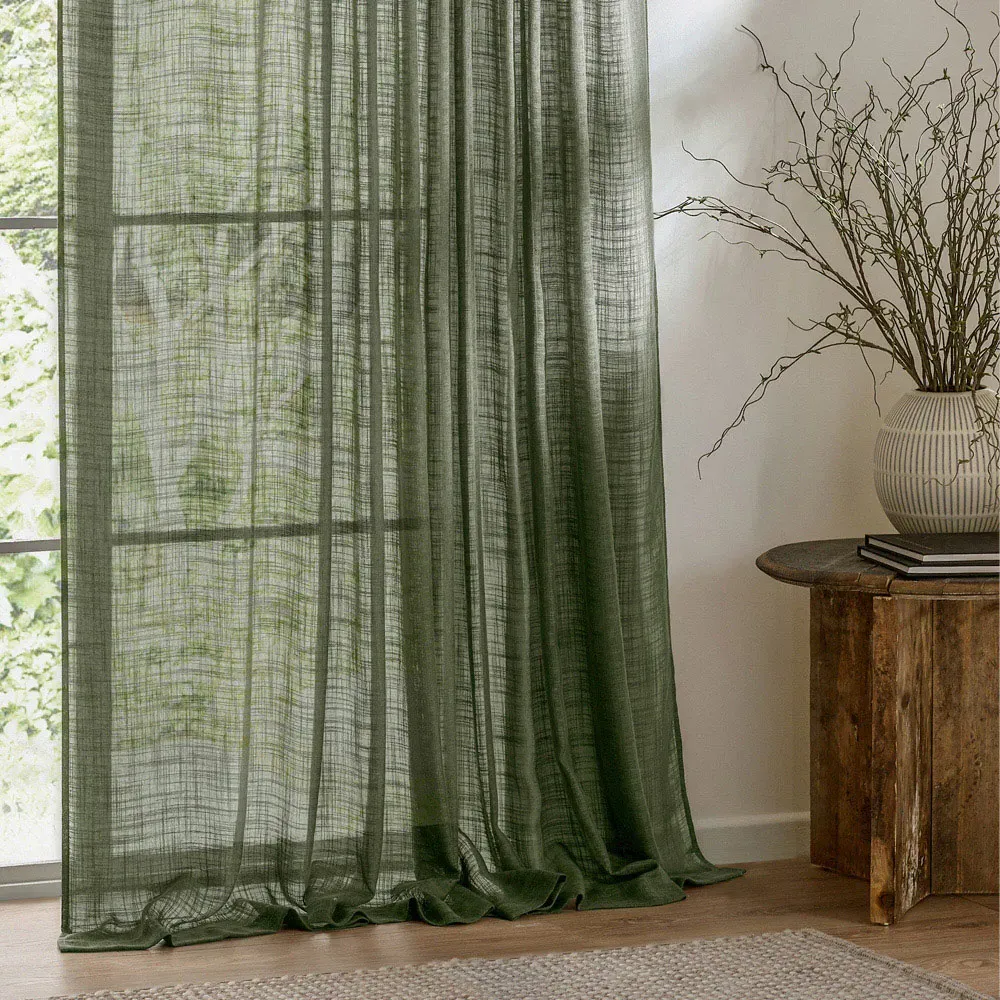 Cirrus Sheer Tab Top Curtain Panel - Forest