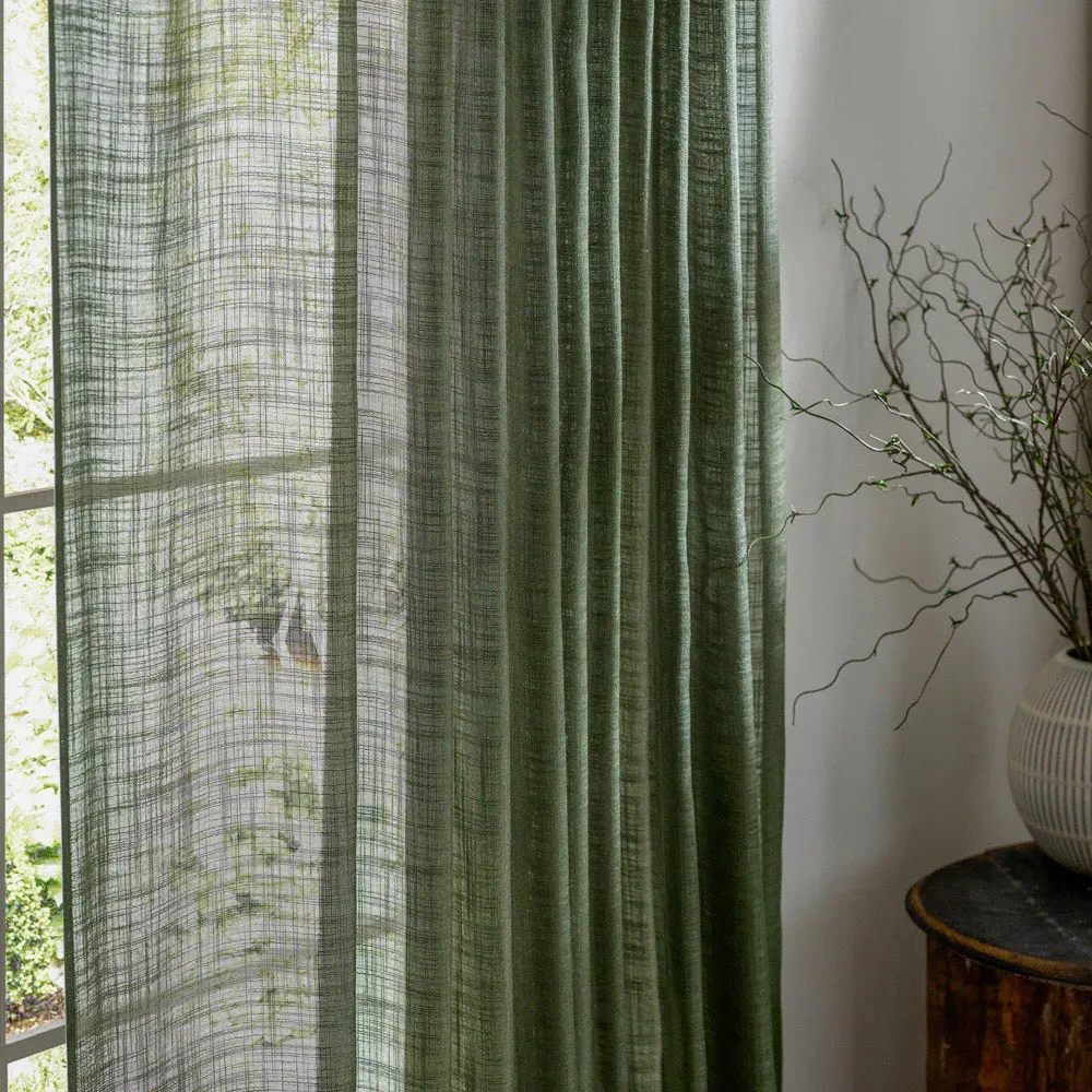 Cirrus Sheer Tab Top Curtain Panel - Forest
