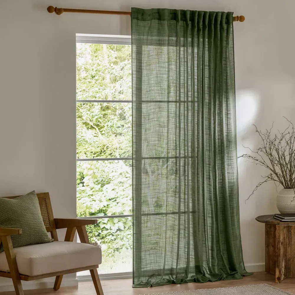 Cirrus Sheer Tab Top Curtain Panel - Forest