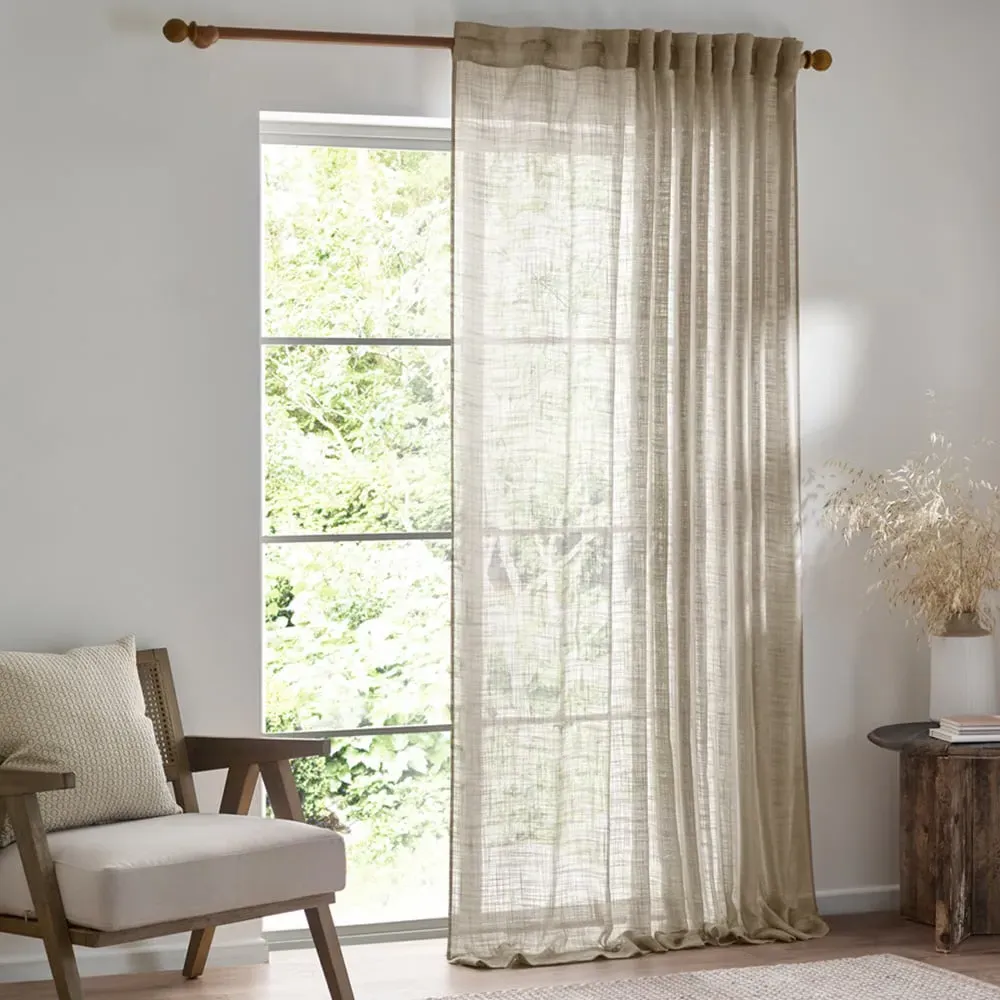 Cirrus Sheer Tab Top Curtain Panel - Linen