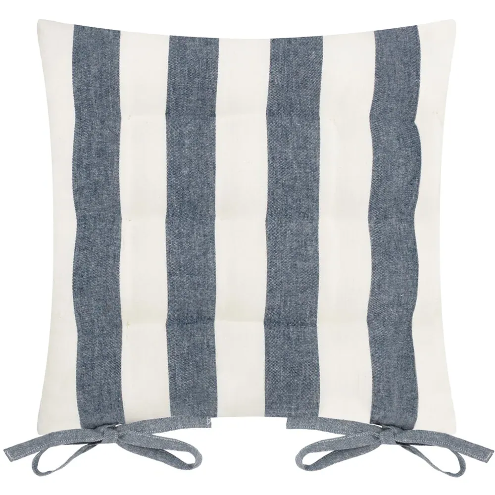 Hayle Striped Cotton Seat Pad 2 Pack - Blue image