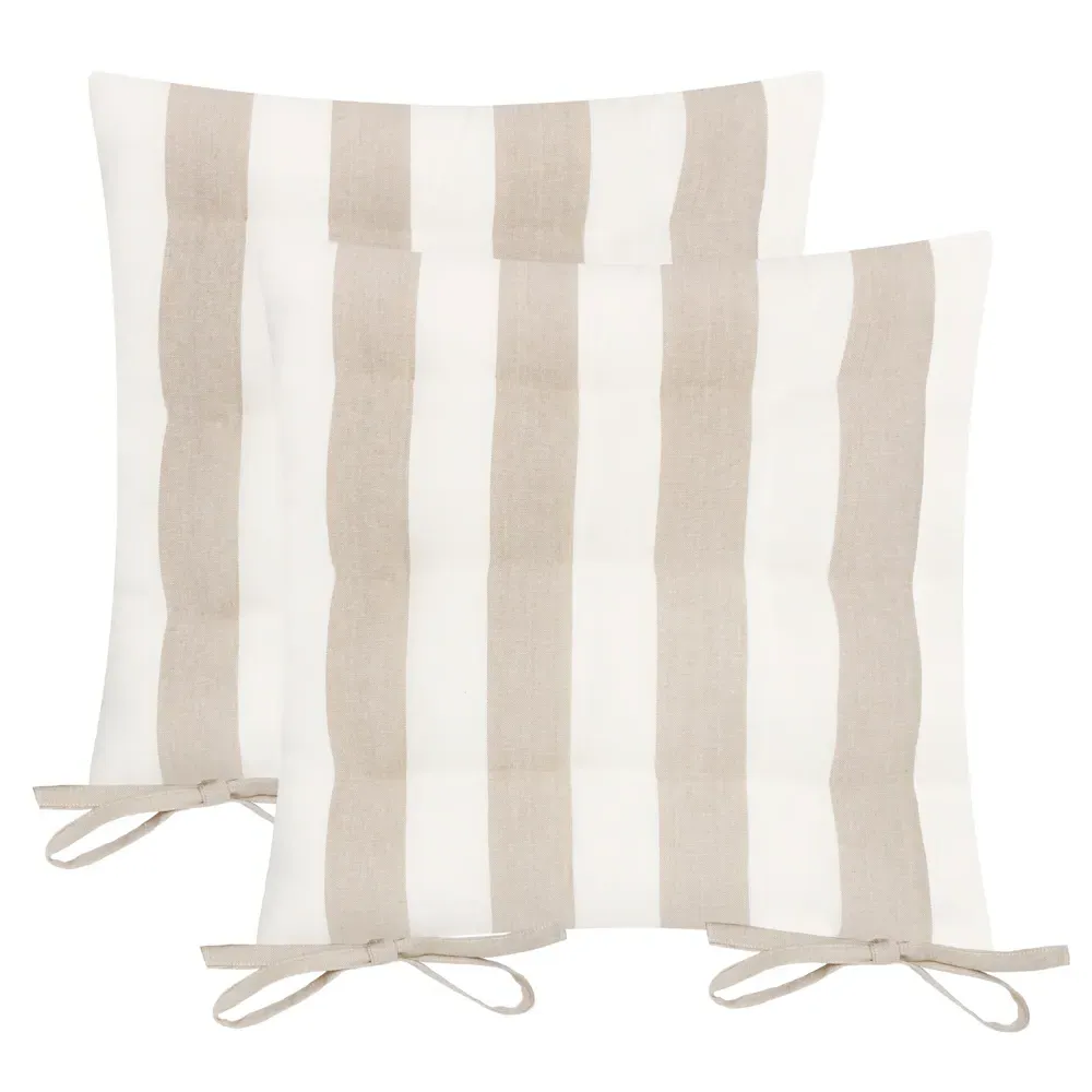 Hayle Striped Cotton Seat Pad 2 Pack - Cream
