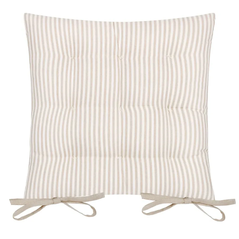 Hayle Striped Cotton Seat Pad 2 Pack - Cream