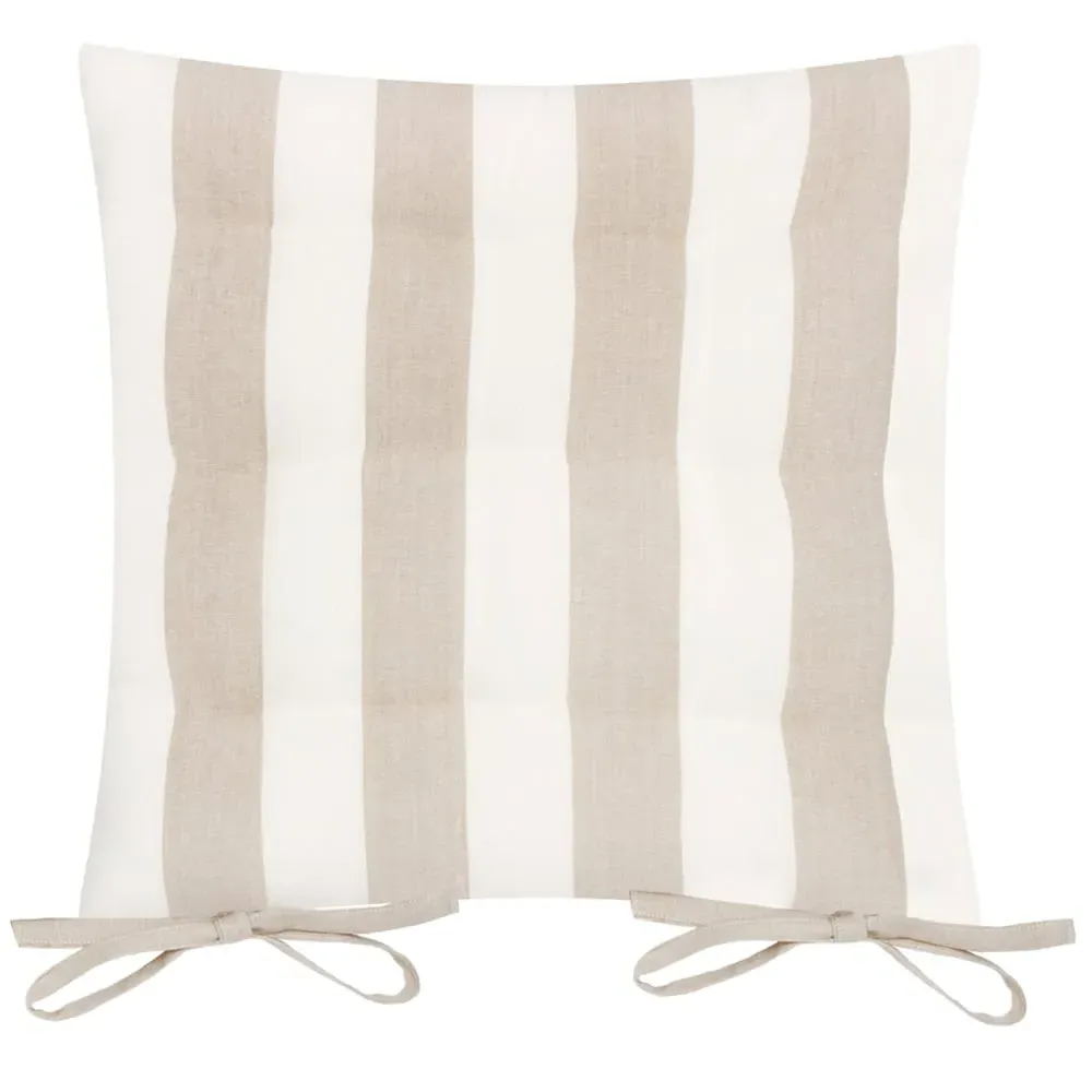 Hayle Striped Cotton Seat Pad 2 Pack - Cream