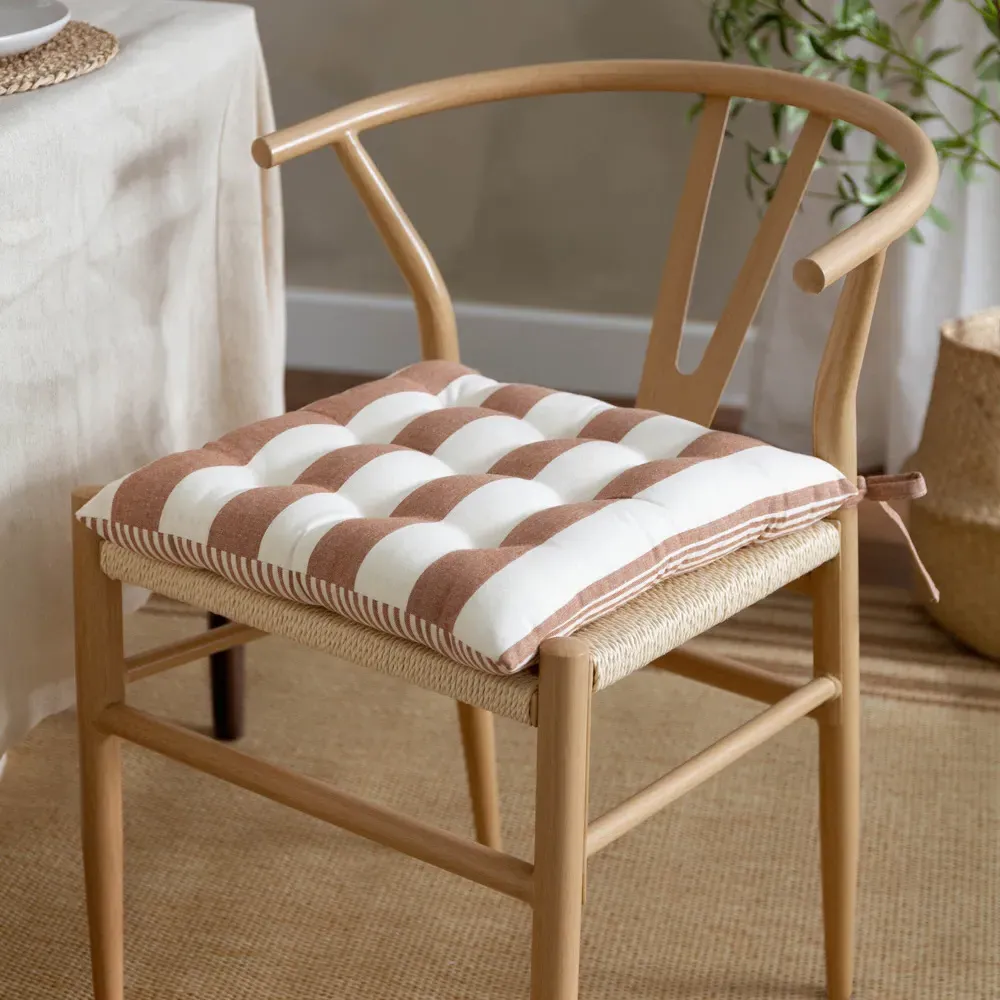 Hayle Striped Cotton Seat Pad 2 Pack - Orange