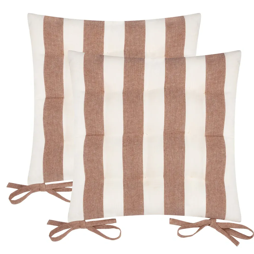 Hayle Striped Cotton Seat Pad 2 Pack - Orange