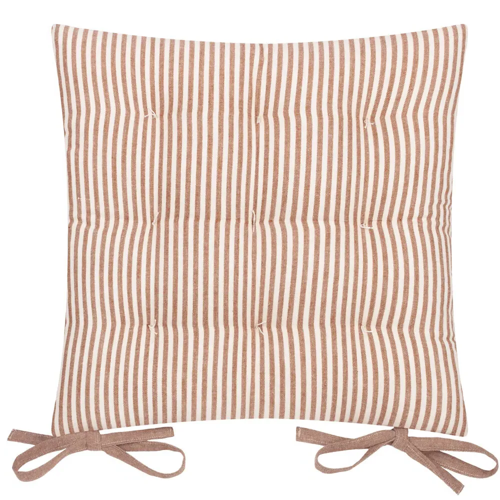 Hayle Striped Cotton Seat Pad 2 Pack - Orange