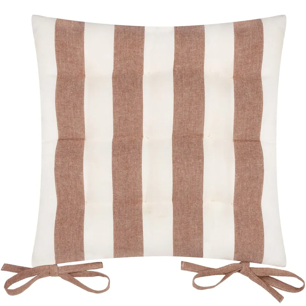 Hayle Striped Cotton Seat Pad 2 Pack - Orange