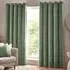 Heavy Chenille Velvet Eyelet Curtains - Green