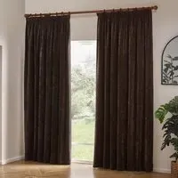 Heavy Chenille Velvet Pencil Pleat Curtains - Brown