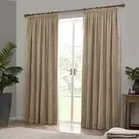 Heavy Chenille Velvet Pencil Pleat Curtains - Brown