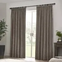 Heavy Chenille Velvet Pencil Pleat Curtains - Greige