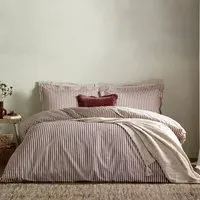 Hebden Double Melange Stripe Duvet Set - Red, Cotton
