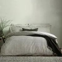 Hebden Single Melange Stripe Duvet Set - Black, Cotton