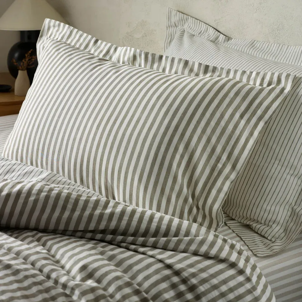 Hebden Single Melange Stripe Duvet Set - Brown, Cotton