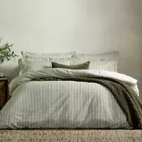 Hebden Single Melange Stripe Duvet Set - Green, Cotton