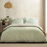 Hebden Single Melange Stripe Duvet Set - Green, Cotton
