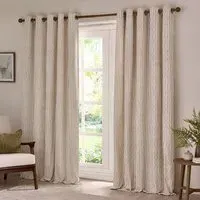 Hebden Striped Eyelet Curtains - Cream, Cotton