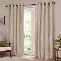 Hebden Striped Eyelet Curtains - Cream, Cotton