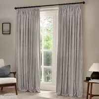 Hebden Striped Pencil Pleat Curtains - Grey, Cotton
