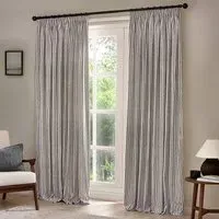 Hebden Striped Pencil Pleat Curtains - Grey, Cotton
