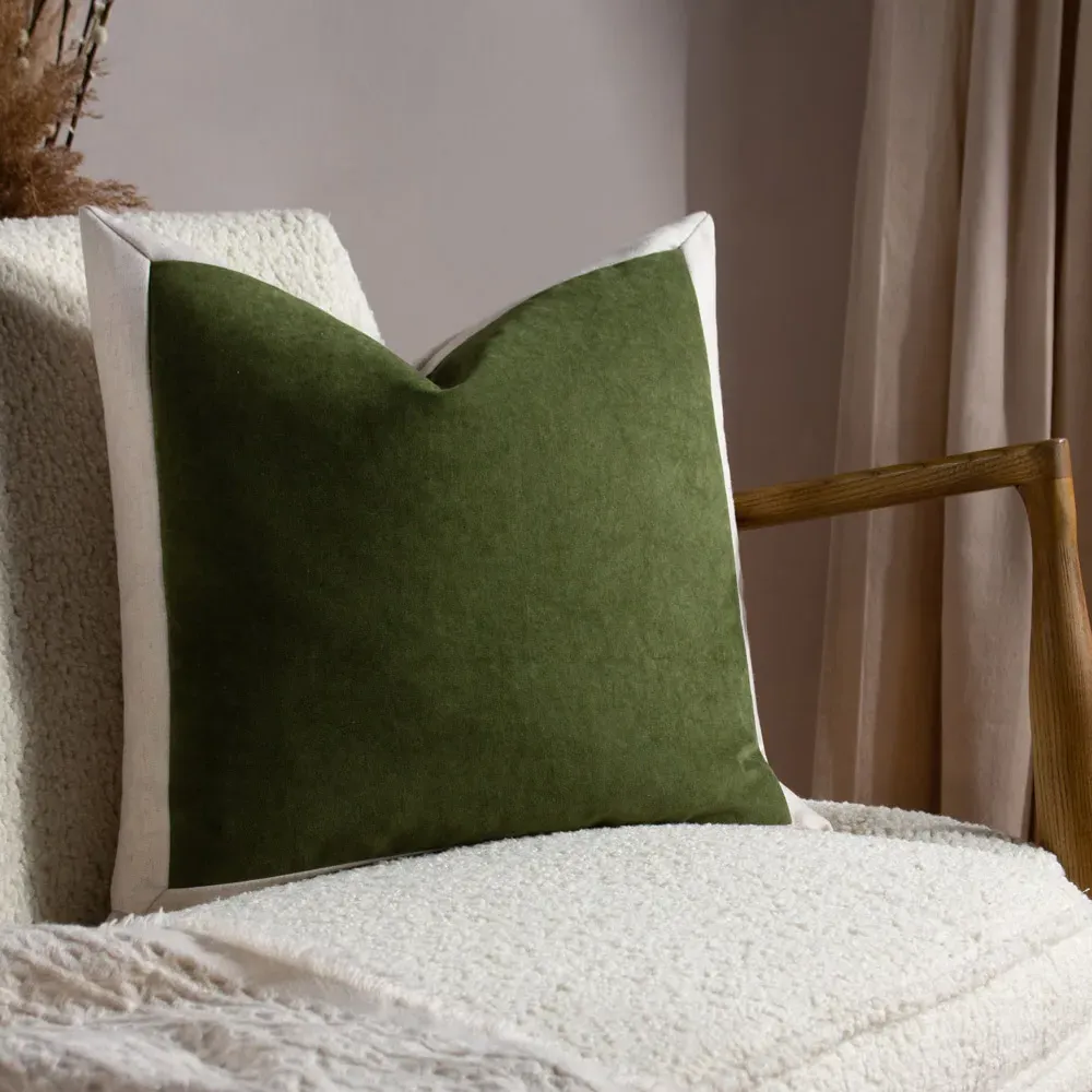 Auden Linen Velvet Cushion - Olive Oil