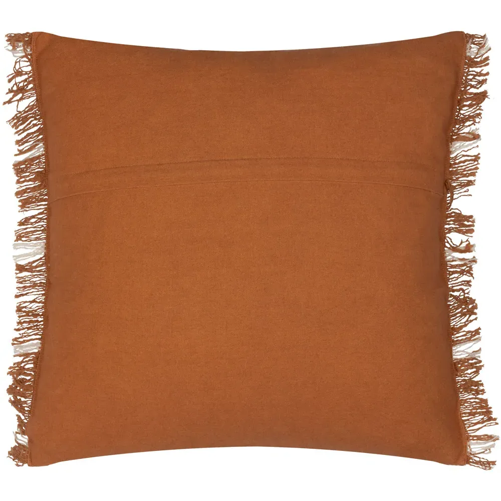 Beni Check Fringed Cushion - Ginger, Cotton