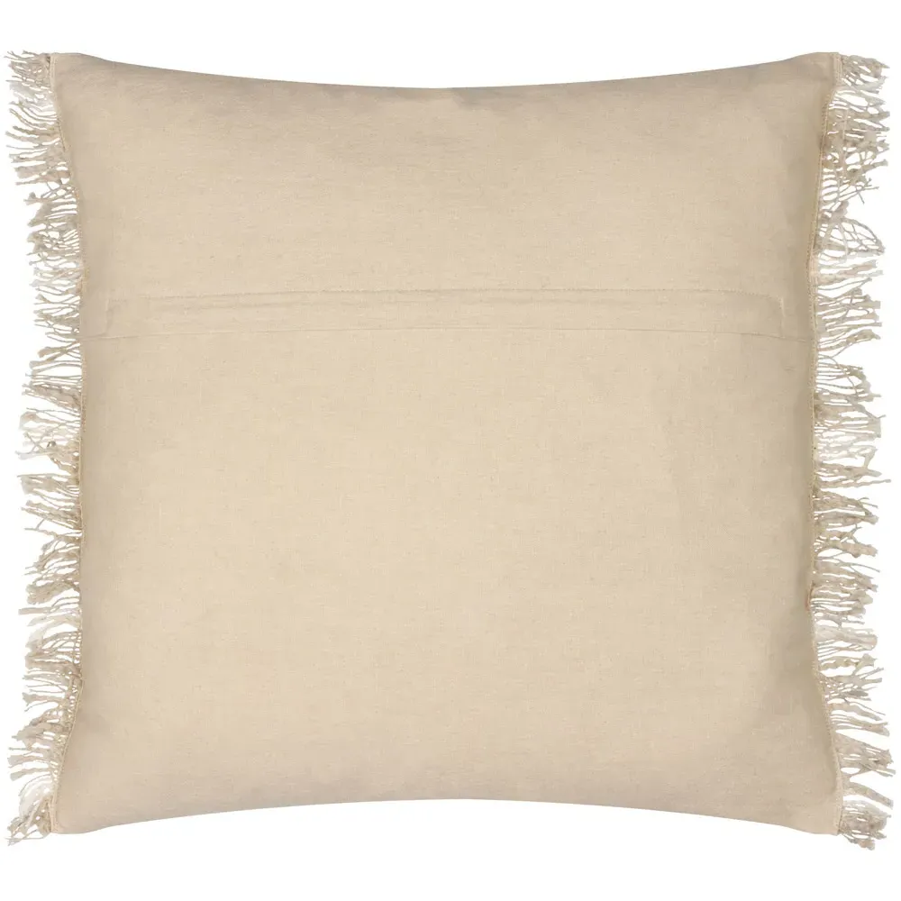 Beni Check Fringed Cushion - Stone, Cotton