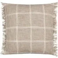 Beni Check Fringed Cushion - Stone, Cotton
