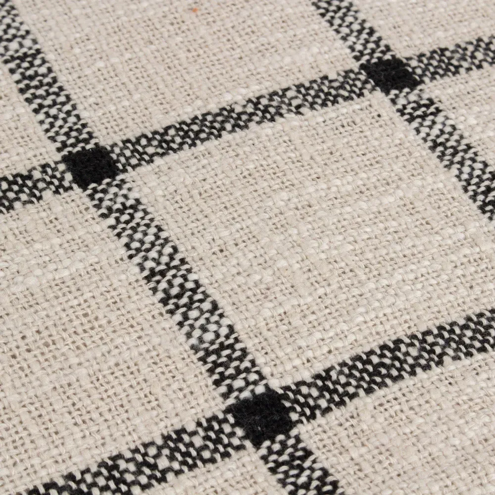 Beni Checked Fringed Throw - Black, Cotton