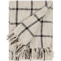 Beni Checked Fringed Throw - Black, Cotton